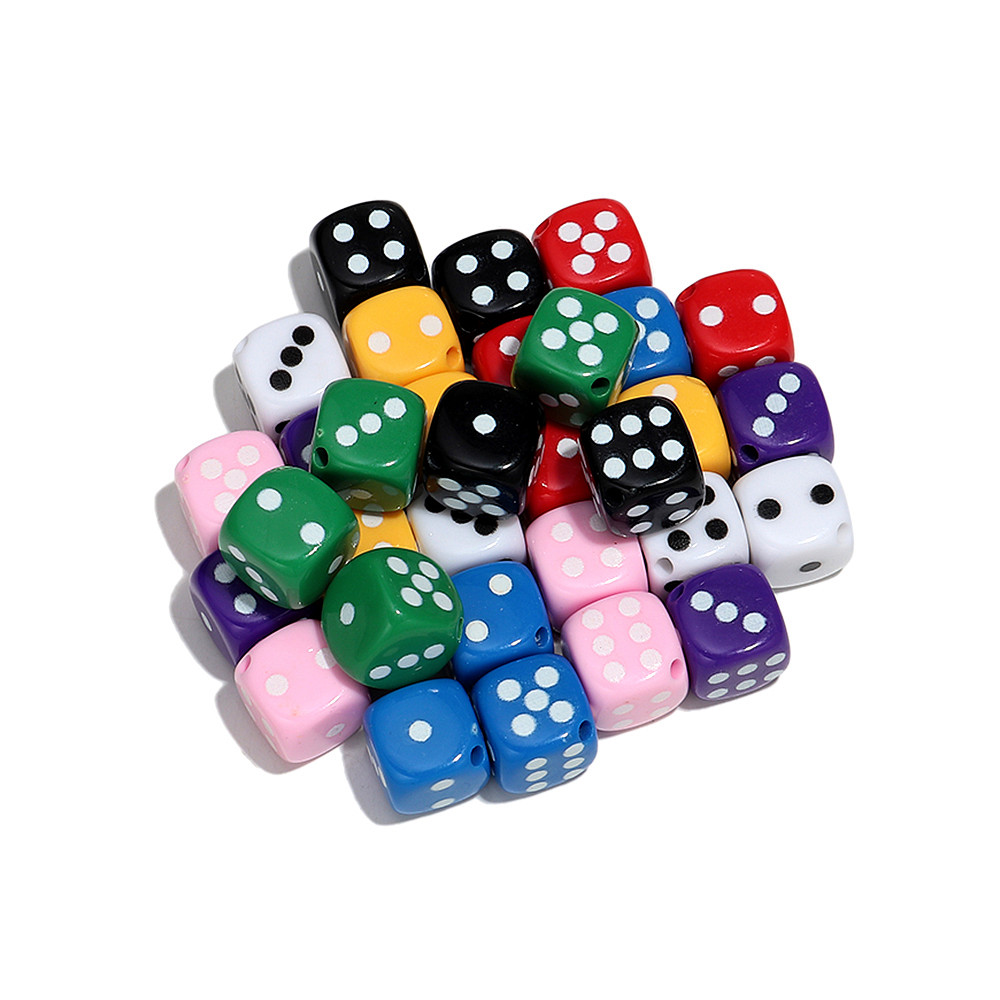 Jewelry Making Game - 10pcs Manik-manik Akrilik Warna-warni Bentuk Dadu