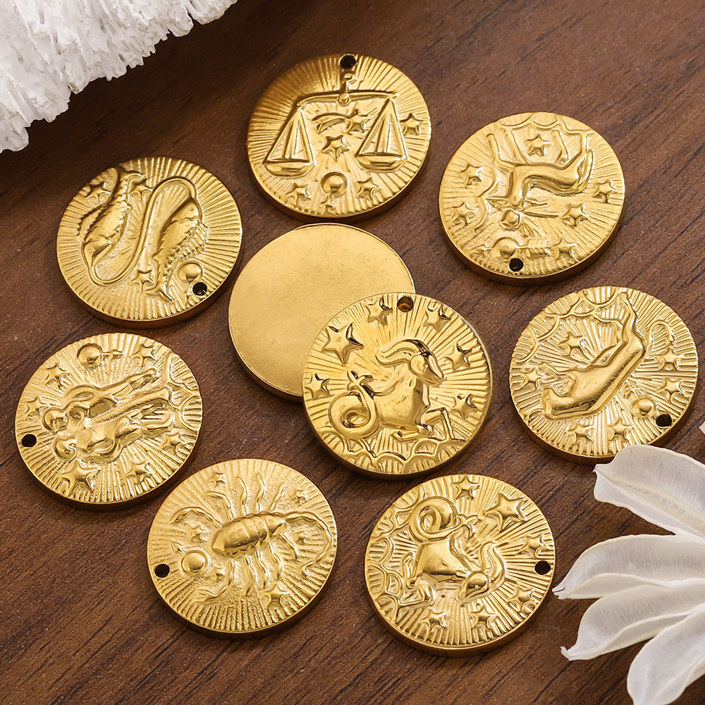 Jewelry Making Materials Wholesale - 5pcs Liontin Konektor 12 Zodiak dari