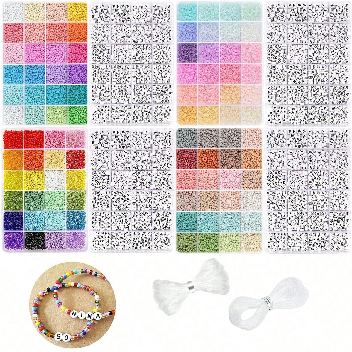 5760pcs Kotak 24 Grid Manik-ma - Jewelry Making Kit For Kids ulasan dan harga