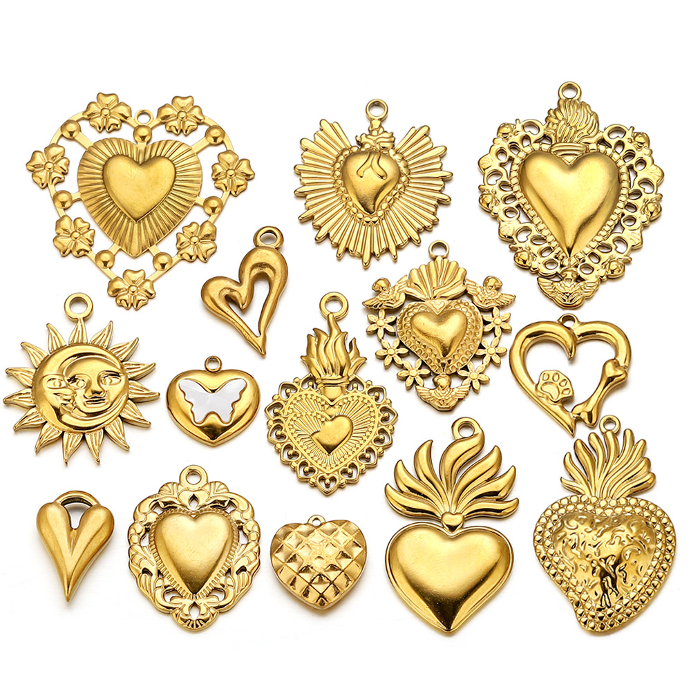 5pcs Konektor Liontin Hati Mat - Jewelry Making Materials Wholesale ulasan dan harga